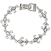 Fleur De Lis Polished Silver Tone Scrollwork Magnetic Clasp Bracelet