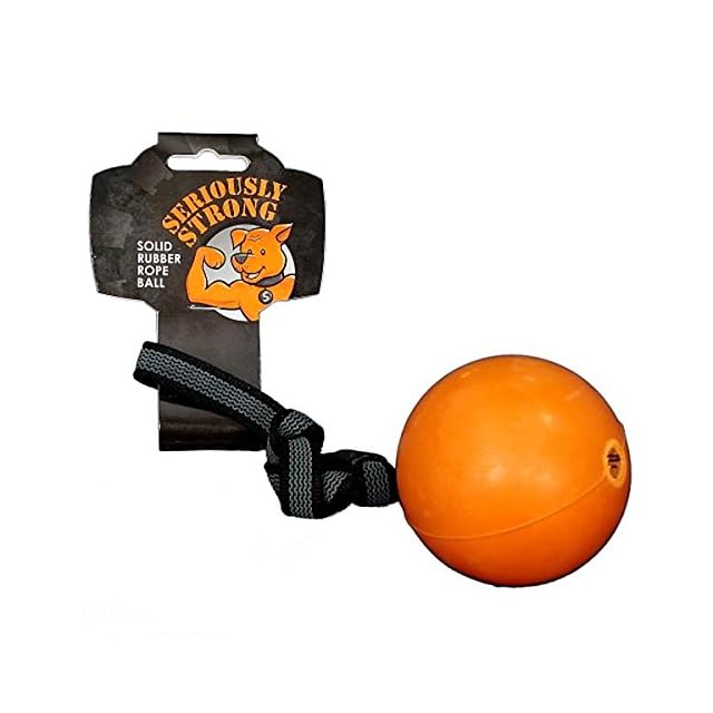 Seriously Strong By Petface Solid Rubber Rope Ball Dog Toy, Large The