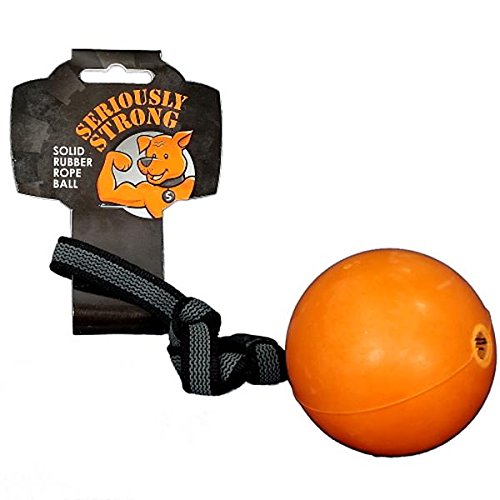 Seriously Strong by Petface Solid Rubber Rope Ball Dog Toy, Large The