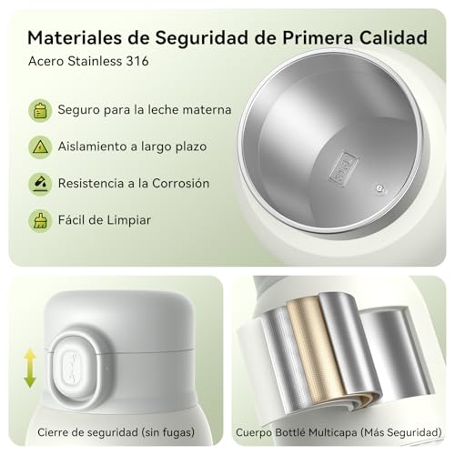 APZOKI Portable Baby Bottle Warmer 380ml Battery for Breast Milk Water 10000mAh Fast Heating Precise Temperature Control 100W Long Battery Life (Grey Green)