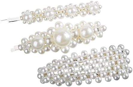 SMILEQ Beauty 3pcs Hair Barrettes Hair Pins Decorative Wedding Bridal Artificial Pearl Hairpins
