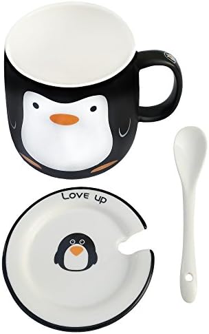 Nuowoqi Coffee Mug Tea Milk Cup 11 oz Four Animal Design Home And Office Use Penguin