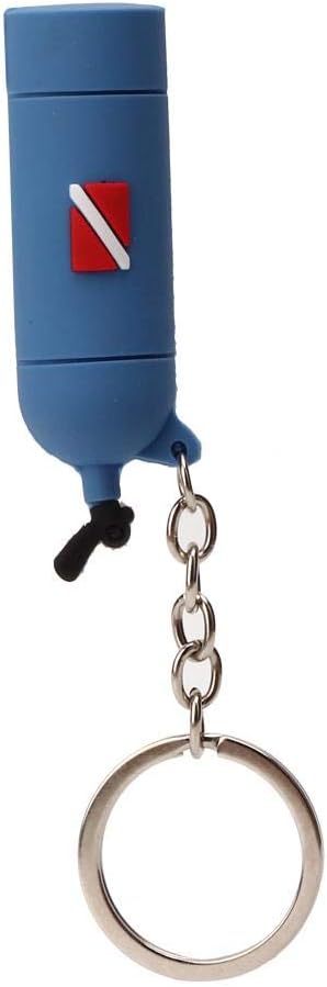 Mini Diving Theme Keyring, Air Cylinder Shape, PVC Scuba Diving Tank Keychain (Blue) - Image 3