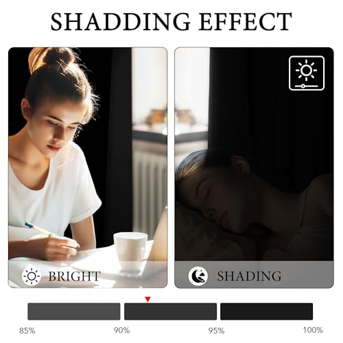 PONY DANCE Door Curtain Blackout Curtains Kitchen Curtain Window and Door 60 x 240 cm Curtain Bedroom Thermal Insulated Curtains Cold and Heat Living Room Curtains, 2 Pieces, Black