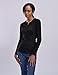 Womens Fitted Tee Henley Neck Long Sleeve Cotton Tshirts BLACK US S(Tag size M)