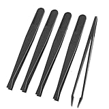 TOOGOO(R) 5 Pcs Manual Tool Black Plastic Flat Tip Anti-static Tweezer 12cm Long