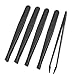 TOOGOO(R) 5 Pcs Manual Tool Black Plastic Flat Tip Anti-static Tweezer 12cm Long
