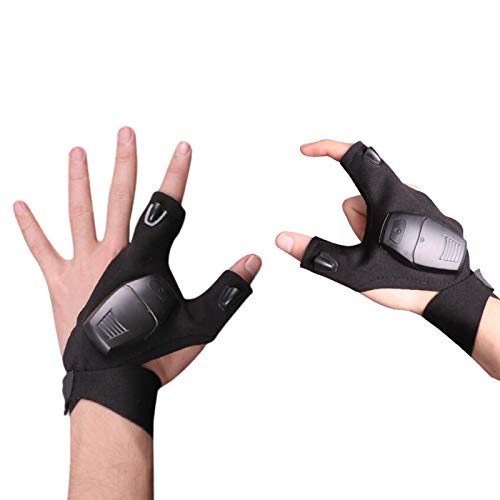 1 Paar Outdoor Taschenlampe LED Fingerlos Angelhandschuhe Handschuhe Wasserdicht Schwarz Arbeitshandschuhe mit Licht zum…