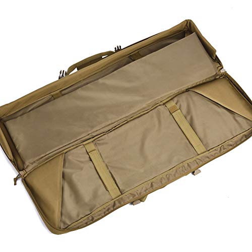 BOW-TAC Double Long Rifle Gun Case Bag Tactical Rifle Backpack Pistol Soft Firearm Transportation Carbine Case - Lockable Compartment Brown 42"