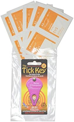 Amazing Tick Tool! Tick Key Remover Kit with Bonus! Fast, Easy &amp; Effortless - Never Touch a Tick. 99.9% Effective on Removal of All Sizes &amp; Types of Embedded Ticks! Kit Contains Reclosable Bag, 1 Tick Key, Detailed Instruction Card &amp; Disinfectant Pads to Sanitize the Bite Site - Great for Humans &amp; Animals- Various Attractive Colors. A Perfect Stocking Stuffer!