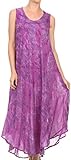 Sakkas 16801 - Laeila Tie Dye Washed Tall Long Sleeveless Tank Top Caftan Dress/Cover up - Purple - OS