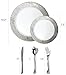 Stock Your Home Elegant Plastic Plates with Plastic Silverware - Service for 25 Guests Disposable Plates and Cutlery Dinnerware Set for Wedding, Birthday, Thanksgiving, Holiday, Party (Silver Marble)
