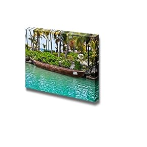 Moored Canoe with Mayan Symbols Representing The Number 8 for - Canvas Art Wall Art - 12" x 18"