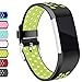 Hotodeal Compatible Fitbit Charge 2 Band, Classic Soft TPU Adjustable Replacement Accessory Bands Fitness Breathable Sport Strap Small Large Black Green