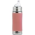Pura Kiki 11oz/325ml Stainless Steel Sippy Cup Bottle w/Sleeve, Plastic-Free, MadeSafe Certified, Medical-Grade XL Silicone Sipper Spout Fast Flow for Kids, Toddlers, Babies & Infant - Rose Sleeve