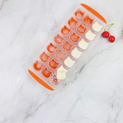Ice Cube Tray, Candy, Chocolate Mold, Cat Ice Mold, Easy Release, BPA free, 2 Pack, Dishwasher Safe Orange AICHOOF - Thumbnail 4