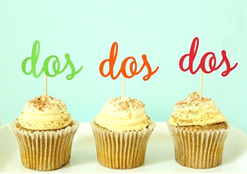 Dos Cupcake Toppers 12CT. Fiesta Taco Twosday Party Decor