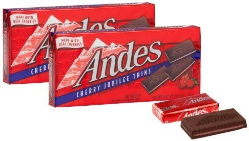 Andes Cherry Jubilee Thins 28-Piece 2-Pack Bundle with Candy Lovers Shop Recipe Book