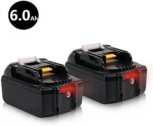 Sytechz 2Pack 18V 6.0Ah Lithium-Ion Battery with LED Indicator for Makita BL1860B BL1860-2 BL1830 BL1840 BL1850 LXT-400 194204-5 Cordless Power Tools
