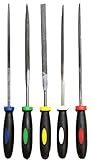 5 Piece Set of Needle Files with Color Coded Handles, 5.5 inches long