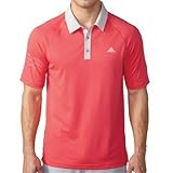 adidas Golf Men's Climachill 3-Stripes Polo Shirt, Shock Red/Stone, Small