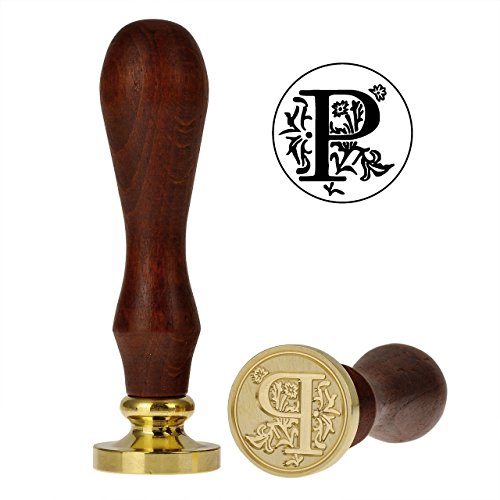 Yoption classic letter p vintage retro brass head woode…