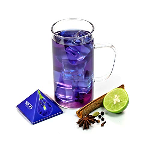 Blue Tea Indian Chai Masala |Zero Caffeine Detox Herbal Tea |Butterfly Pea Flower, Cinnamon, Cardamom, Ginger, Clove | 24 Handcrafted Premium Pyramid Tea Bags - 48 Cups