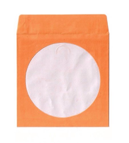 mediaxpo Brand 100 Orange Color Paper CD Sleeves with Window & Flap