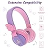 Headphones-Riwbox-BT05-Wings-Kids-Headphones-Wireless-Bluetooth-Over-Ear-85dB103db-Volume-Control-Children-Foldable-Headphones-with-MicTF-Card-Compatible-with-TabletSmartphoneSchool-PurplePink Headphones, Riwbox BT05 Wings Kids Headphones Wireless Bluetooth Over Ear 85dB/103db Volume Control Children Foldable…