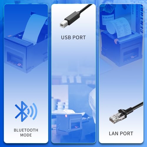 NetumScan USB LAN 80mm Bluetooth POS Receipt Printer with Automatic Cut Cash Drawer Support Windows/Mac/Linux for ESC/POS NS-8360LW
