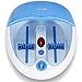 Giantex Foot Bath Massager Spa, Warm Heat Bubbles 4-Head Electric Handheld Pedicure Scrubber Removable Cover Vibration Massage, Double-Layer Barrel Non-Cracking Foot Baths w/Callus Remover (Blue)