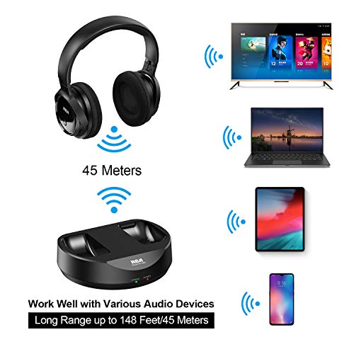 RCA Wireless TV Headphones, Over Ear Headphones for TV Watching, PC Phone MP3 iPod VCD DVD, Headphones for Seniors Hard… - Imagen 5