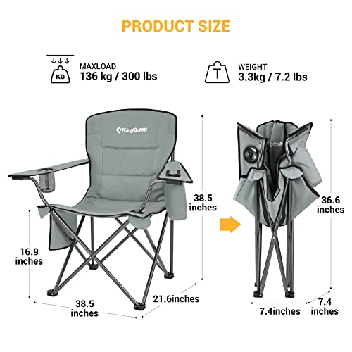 KingCamp Folding Portable Camping Chair Oversized Padded Quad Arm Chair