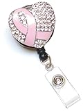 Sparkles! Breast Cancer Awareness Pink Ribbon Rhinestone Retractable Badge Reel/ ID Badge Holder / Brooch / Pendant / Id Badge Holder