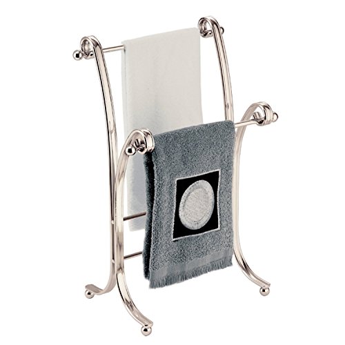 InterDesign York Lyra Fingertip Hand Towel Rack – Free-Standing Bathroom Vanity Towel Holder/Dryer, Satin