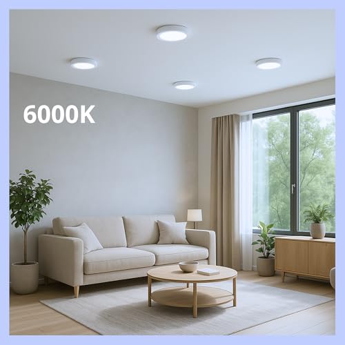 Jandei – LED Surface Downlight, 18W, 1440 Lumen, Round, Mounting with bracket to fix the lamp, Size 210 x 28 mm, Light Colour Cool White 6000K, Transformer Included