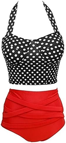 Gydstsaka striped High waist Bikinis set,Vintage PINUP Monroe Retro Swimwears womens bow tie swimming suit as picL