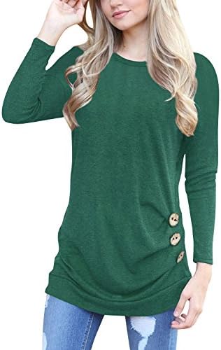 Yeyemet Long Sleeve T Shirt Women Green,Casual Basic Form Fitting Tops Long Sleeve Round Neck Formal Blouses Lightweight Tunic Pullover Spring Maternity Clothes Medium