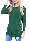 JomeDesign Womens Long Sleeve Casual T-Shirt Tunic Top Blouse Plus Size(US 8-10) MediumGreen