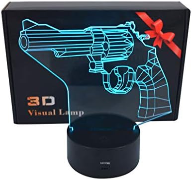 LLUUKK Visual 3D Night light Lamp Pistol Gun toys Desk Lamp Table decoration household accessories Kids gift boys festival for sports lovers
