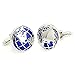 Zhenhui Silver Blue 2 PCS Mens Stainless Steel World Map Shirts Cufflinks (Blue1)