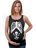 TeeStars - Pregnant Skeleton Baby Rock Xray Maternity Tank Top Tunic Medium Black