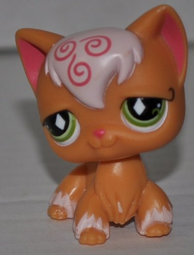 Longhair Kitten #511 (Orange, Green Eyes) - Littlest Pet Shop (Retired) Collector Toy - LPS Collectible Replacement Single Figure - Loose (OOP Out of Package & Print)