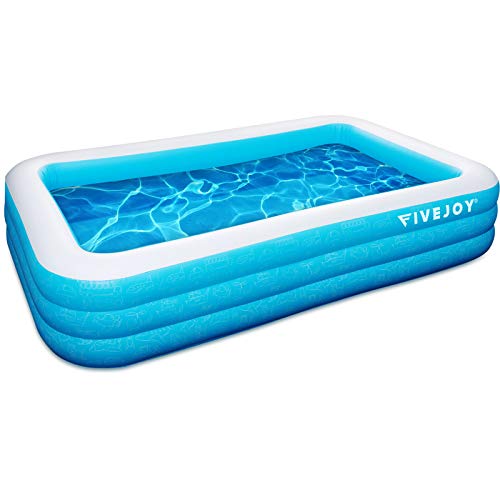 FiveJoy Family Inflatable Swimming Pool, 120 X 72 X 22 Inch Rectangular