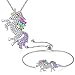 JLJ Rainbow Unicorn Jewelry Set Unicorn Necklace and Unicorn Bracelet Set for Women Girls