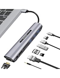Veoove, USB C Hub, USB c Adapter, 9-in-1 usbc hub, 4k HDMI, SD TF Card Reader, 3 USB3.0, Audio, VGA Port, PD 3.0 Charging Port, Compatible for MacBook Pro and All Device with Type c, Type c hub
