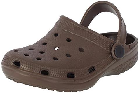 'Zac and Evan Boys\' Mules Brown Rubber Clogs, Size 12-13'