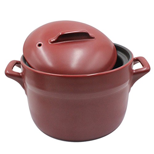 Click Here to See More Images Ceramic casserole,At the bottom of the flat,wine red (2.0L, Wine red)