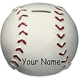 Personalized Sports Baseball Round Shaped Ceramic Piggy Bank Coin Bank with Custom Name