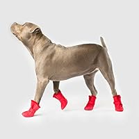 Canada Pooch | Lined Wellies Waterproof Dog Boots | All-Season Silicone Paw Protection, Red, Size M